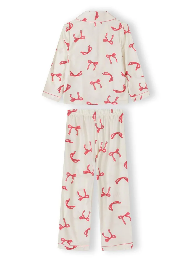 Minoti Girls long sleeve pyjama set white bow print age